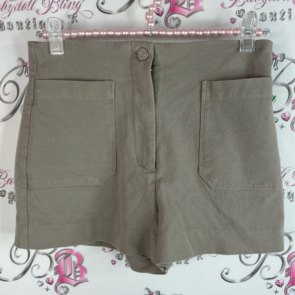 Wilfred free shorts High Waist grey stretchy button up high waisted Shorts